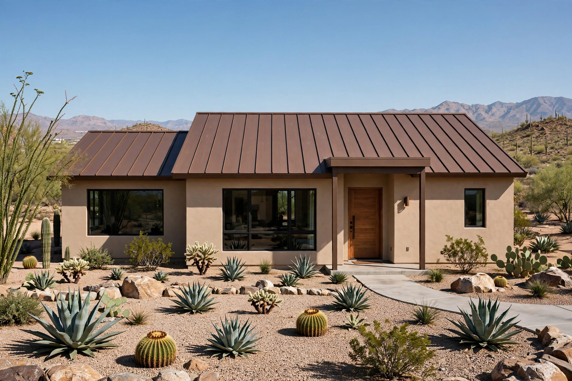 Modern Arizona home with a standing seam metal roof