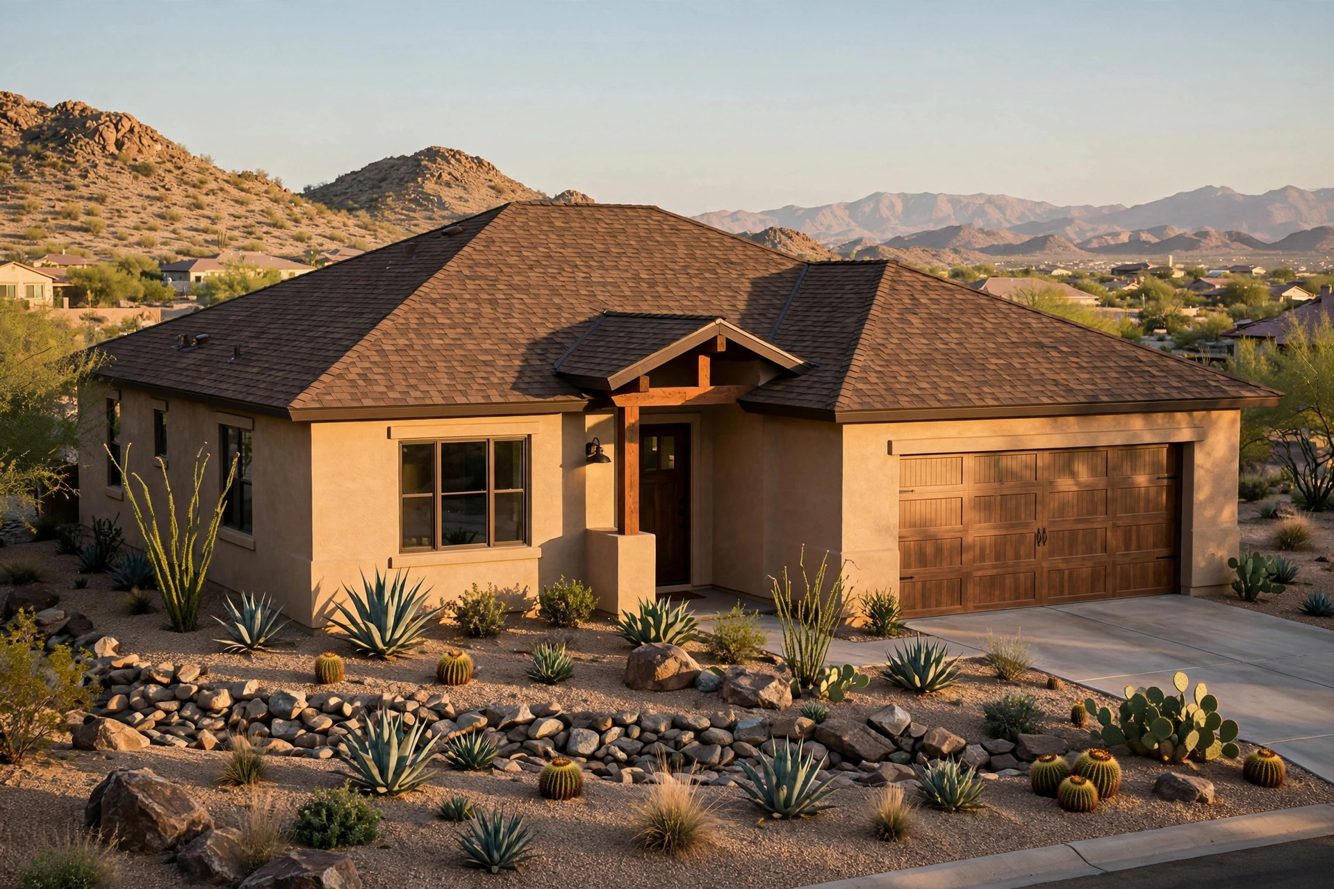 Suburban home with architectural asphalt shingle roof